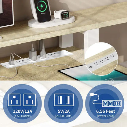 Moasis L Shaped Gaming Desk LED 65 Inch Computer Corner Desk with Monitor Stand and Storage Cabinet