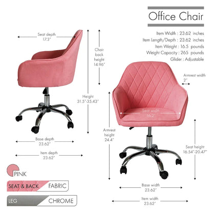 Porthos Home Noa Home Office Desk Chair, Fabric And Roller Wheels