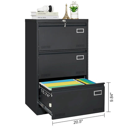Metal Lateral 3 Drawer File Cabinet with Lock