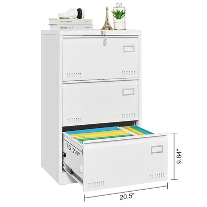 Metal Lateral 3 Drawer File Cabinet with Lock