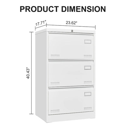 Metal Lateral 3 Drawer File Cabinet with Lock