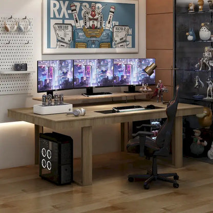 Business Furniture 86.6W x 47.2D Conference Table with Wood Base Desk