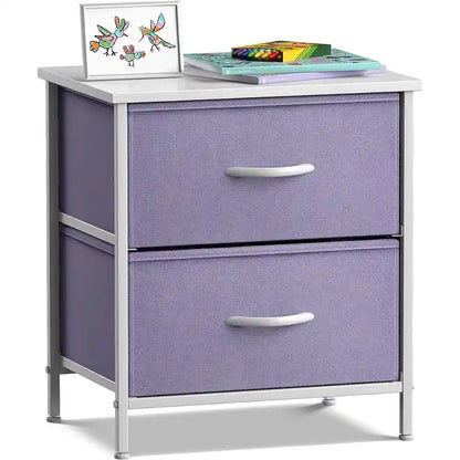 2 Drawer Bedside Nightstand End Table Bedroom Dresser, Pastel Colors