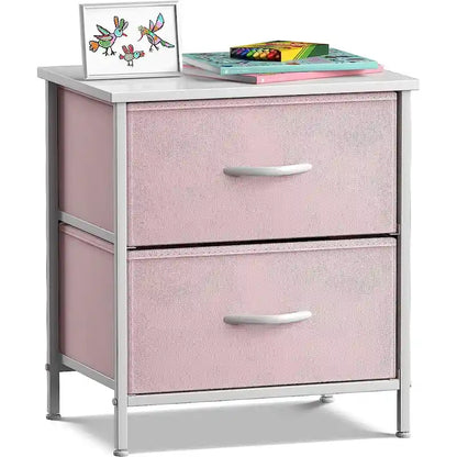 2 Drawer Bedside Nightstand End Table Bedroom Dresser, Pastel Colors