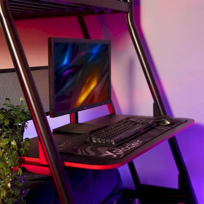 X Rocker Armada Twin Gaming Bunk Bed with Built-In Gaming Desk, Black