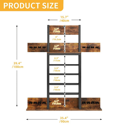 Moasis 8-Cue Wall Mounting Billiard Rack with 24-Ball Storage Rack