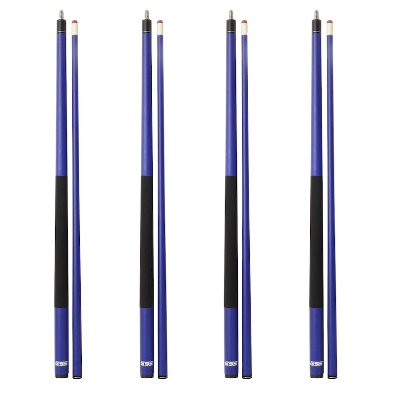 GSE Set of 4 Matte Fiberglass Graphite Composite Billiard Pool Cue Sticks. 58 2-Piece Pool Cue Set for House or Commercial Use