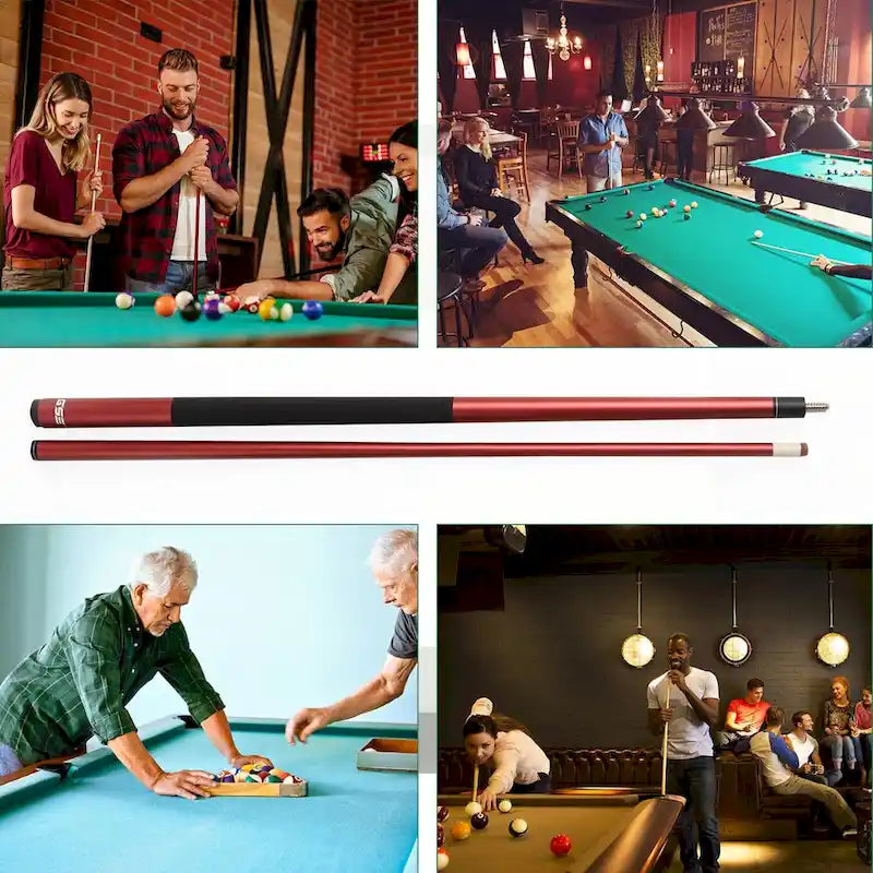 GSE Set of 4 Matte Fiberglass Graphite Composite Billiard Pool Cue Sticks. 58 2-Piece Pool Cue Set for House or Commercial Use