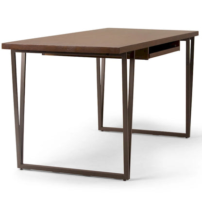 WYNDENHALL Travis SOLID WOOD Modern Industrial 66 inch Wide Writing Office Desk in Natural Aged Brown