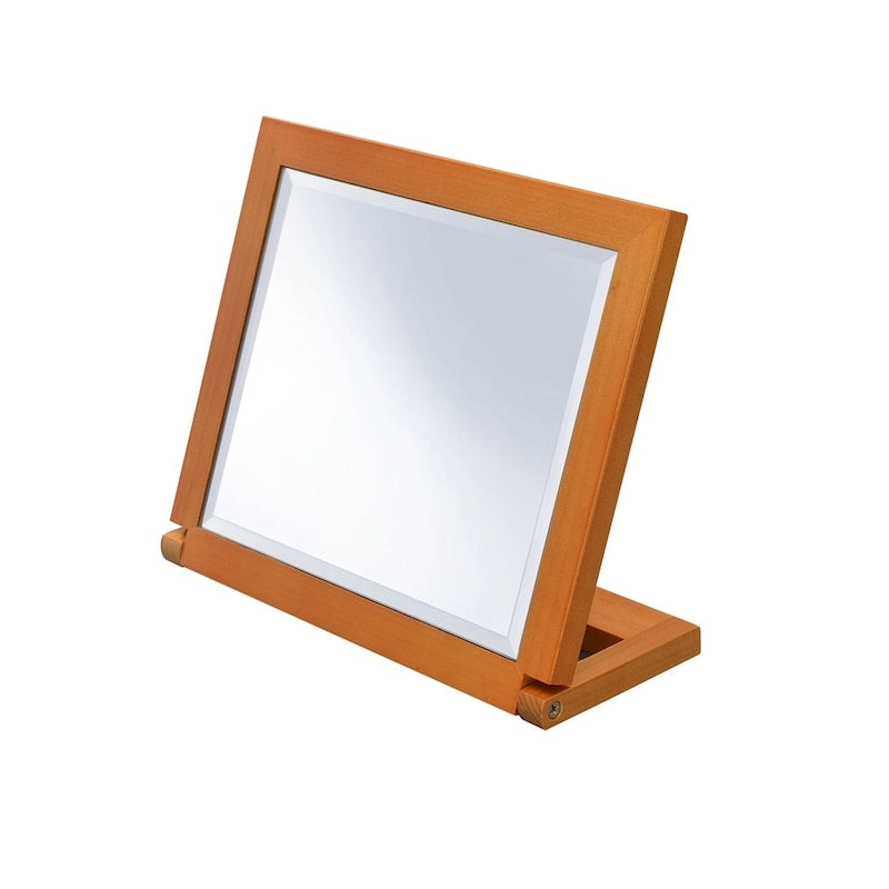Ore International Rectangle Walnut Frame Beveled Vanity Tilted Mirror - Brown