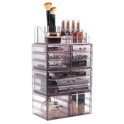 Sorbus Cosmetic Makeup and Jewelry Storage Case with 12 Drawers and 16 Slots - 4-Piece Set