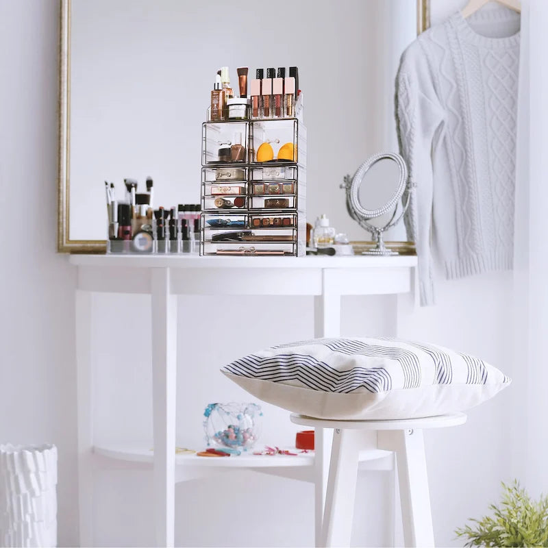 Sorbus Cosmetic Makeup and Jewelry Storage Case with 12 Drawers and 16 Slots - 4-Piece Set