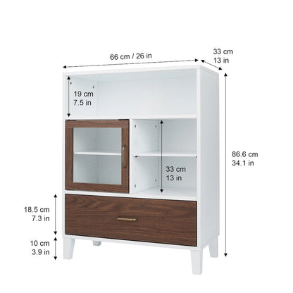 Teamson Home Tyler Modern Wooden Floor Storage Cabinet, Walnut and White