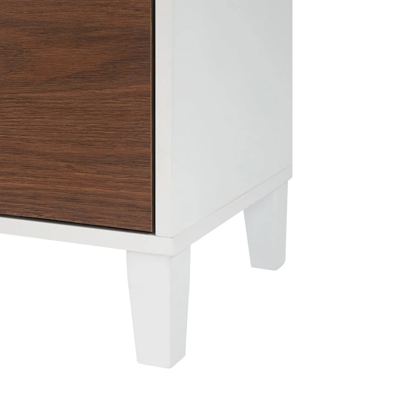 Teamson Home Tyler Modern Wooden Floor Storage Cabinet, Walnut and White