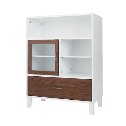 Teamson Home Tyler Modern Wooden Floor Storage Cabinet, Walnut and White