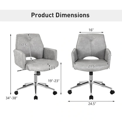 Modern Mid Back Tufted Office Chair Faux Leather Computer Desk Chair