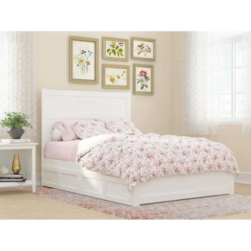 NoHo Full Bed with Footboard and 2 Drawers in White