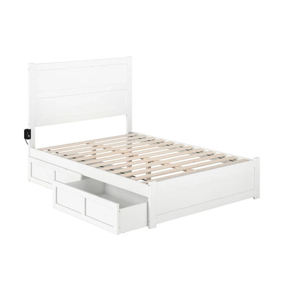 NoHo Full Bed with Footboard and 2 Drawers in White