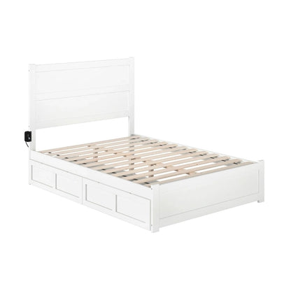 NoHo Full Bed with Footboard and 2 Drawers in White