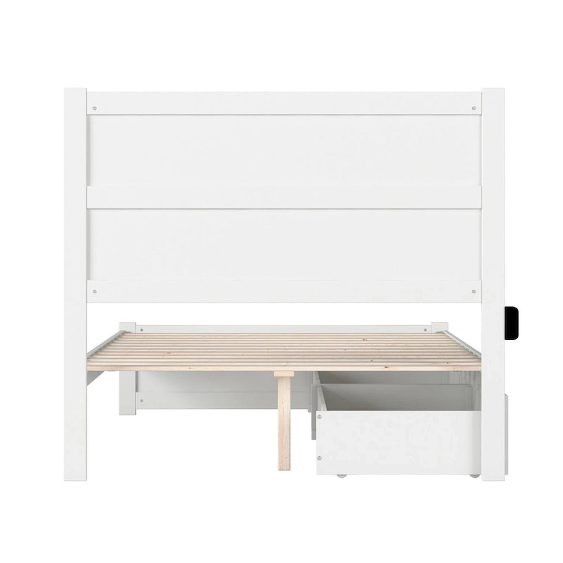 NoHo Full Bed with Footboard and 2 Drawers in White