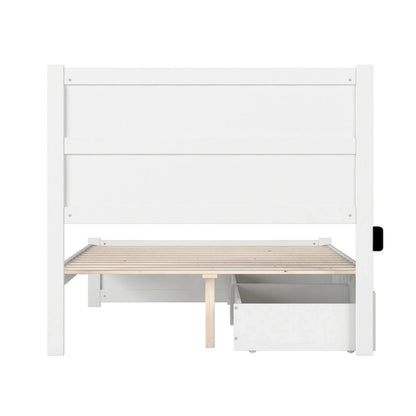 NoHo Full Bed with Footboard and 2 Drawers in White