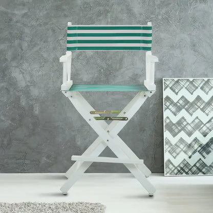 24 Director's Chair White Frame-Teal Cabana - 23W x 19D x 39.5H