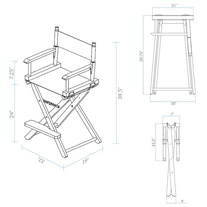 24 Director's Chair White Frame-Teal Cabana - 23W x 19D x 39.5H