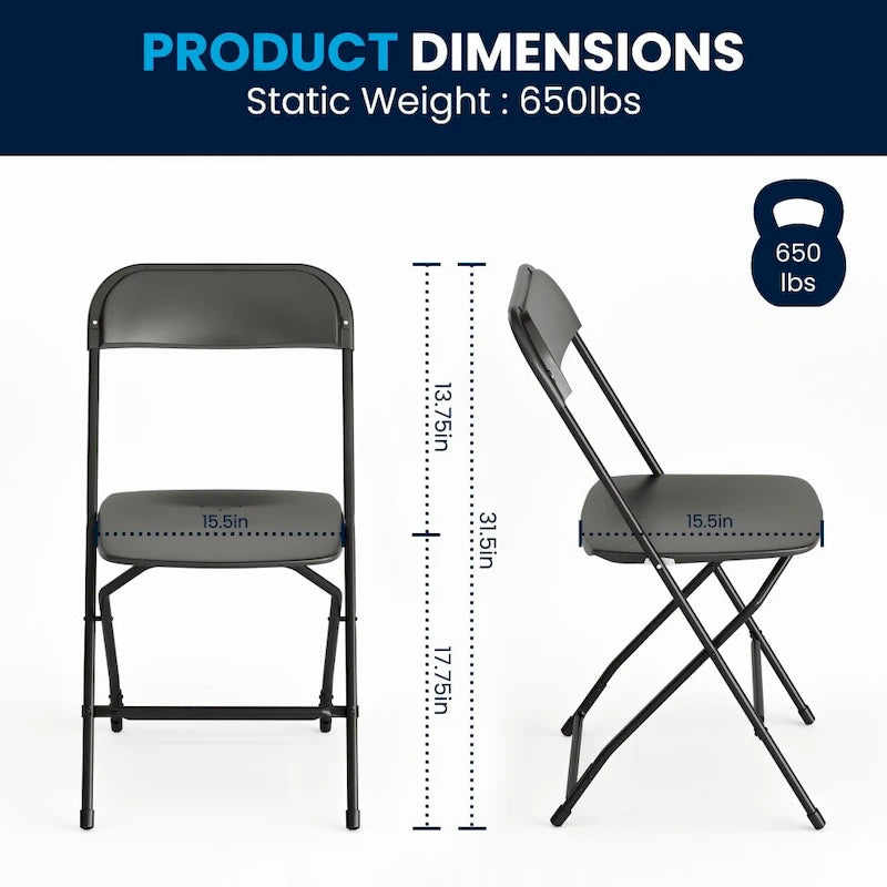 Plastic Folding Chair - 650LB Weight Capacity - Event Chair