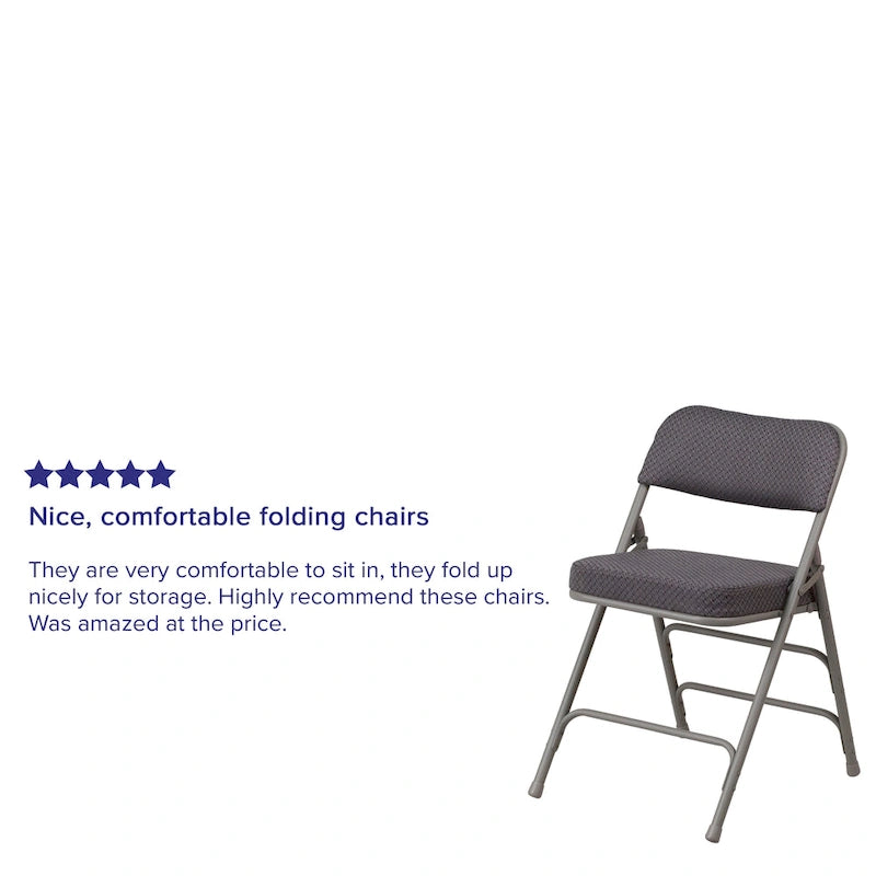 2 Pack Curved Triple Braced & Hinged Fabric Upholstered Metal Folding Chair