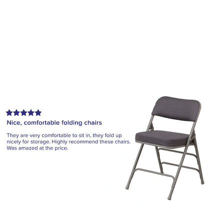 2 Pack Curved Triple Braced & Hinged Fabric Upholstered Metal Folding Chair