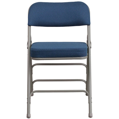 2 Pack Curved Triple Braced & Hinged Fabric Upholstered Metal Folding Chair