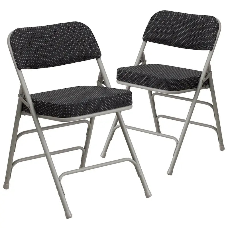 2 Pack Curved Triple Braced & Hinged Fabric Upholstered Metal Folding Chair