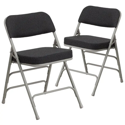 2 Pack Curved Triple Braced & Hinged Fabric Upholstered Metal Folding Chair