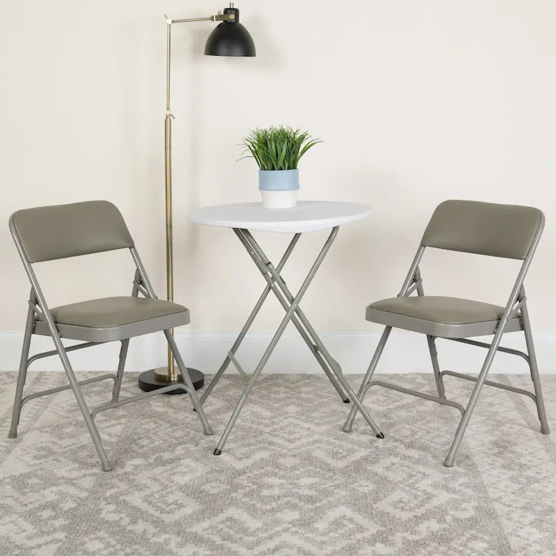 Set of 2 Metal Folding Chairs with Padded Seats