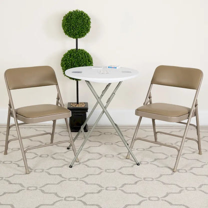 Set of 2 Metal Folding Chairs with Padded Seats