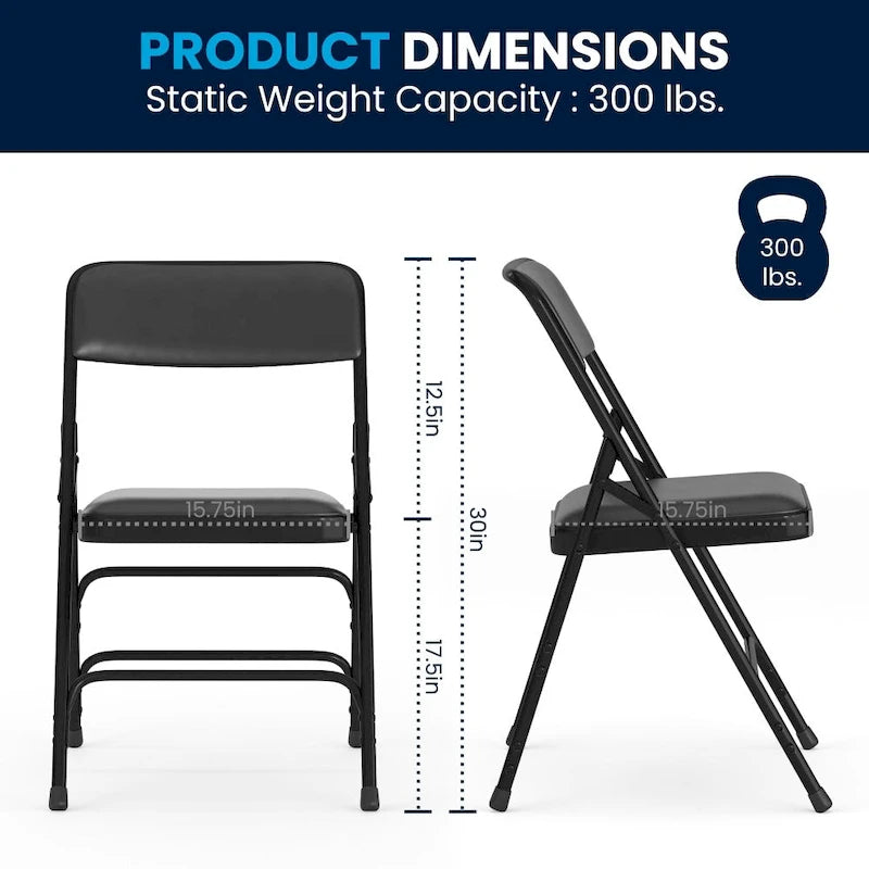 Set of 2 Metal Folding Chairs with Padded Seats