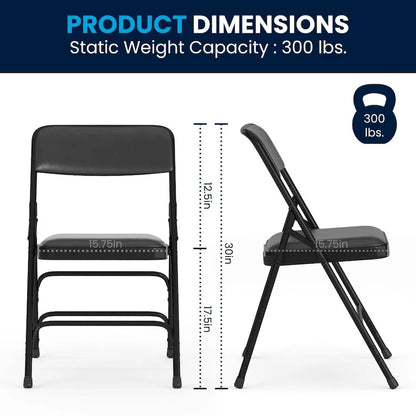 Set of 2 Metal Folding Chairs with Padded Seats