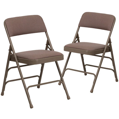 Set of 2 Metal Folding Chairs with Padded Seats