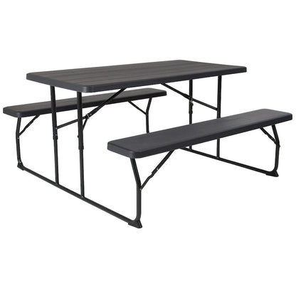 All-In-One Folding Picnic Table and Bench Set - Adult Size, Wood Grain