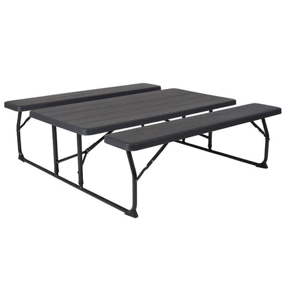 All-In-One Folding Picnic Table and Bench Set - Adult Size, Wood Grain