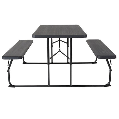 All-In-One Folding Picnic Table and Bench Set - Adult Size, Wood Grain