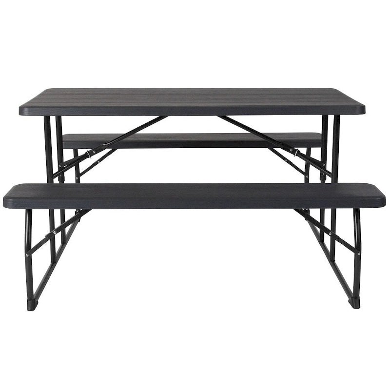 All-In-One Folding Picnic Table and Bench Set - Adult Size, Wood Grain