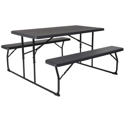 All-In-One Folding Picnic Table and Bench Set - Adult Size, Wood Grain