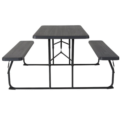 All-In-One Folding Picnic Table and Bench Set - Adult Size, Wood Grain