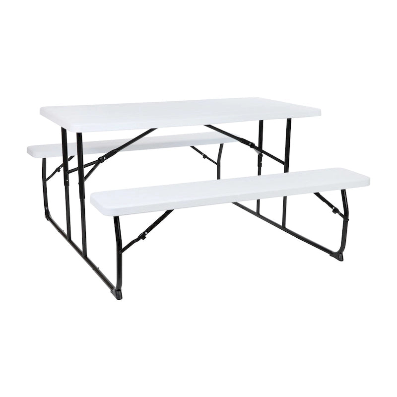 All-In-One Folding Picnic Table and Bench Set - Adult Size, Wood Grain