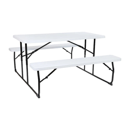 All-In-One Folding Picnic Table and Bench Set - Adult Size, Wood Grain