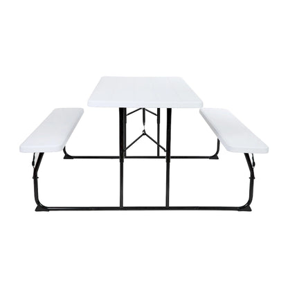 All-In-One Folding Picnic Table and Bench Set - Adult Size, Wood Grain