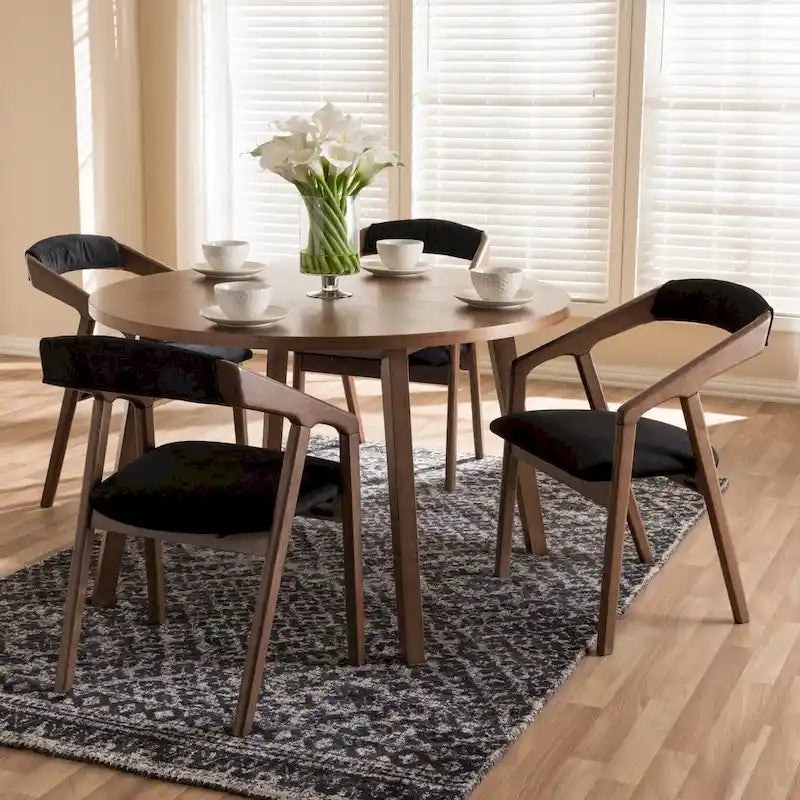 Mid-century Grey Fabric 5-piece Dining Set by Baxton Studio