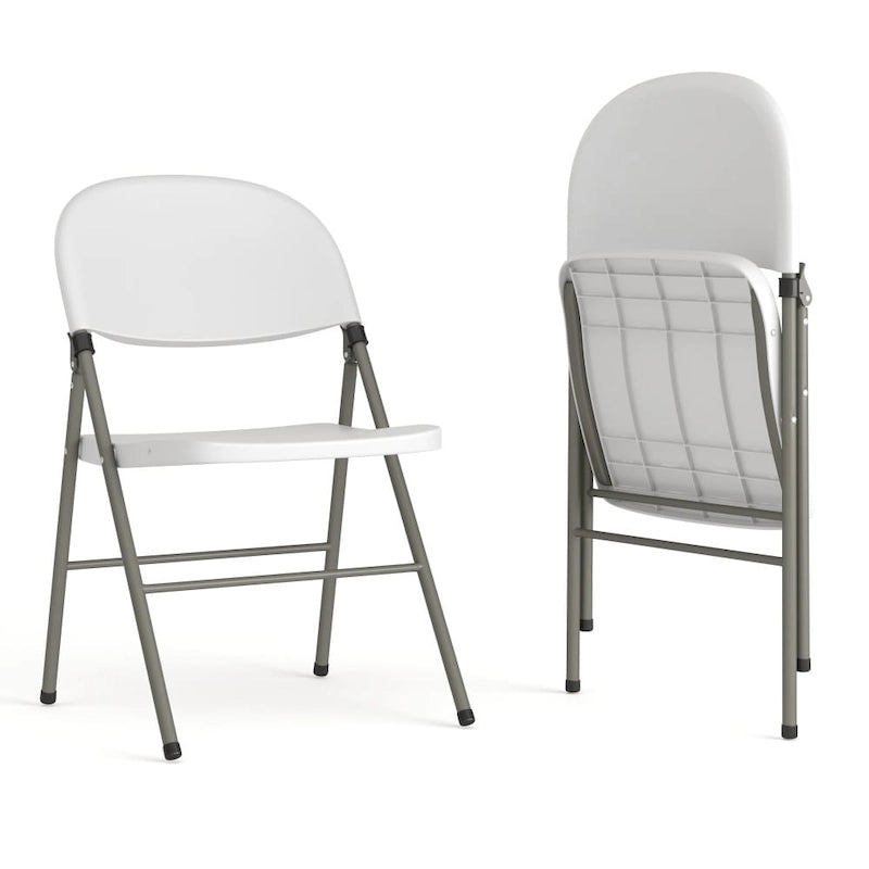 2 PK 330 lb. Capacity Plastic Folding Chair with Charcoal Frame