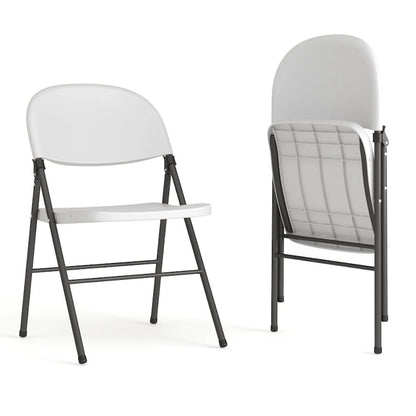 2 PK 330 lb. Capacity Plastic Folding Chair with Charcoal Frame
